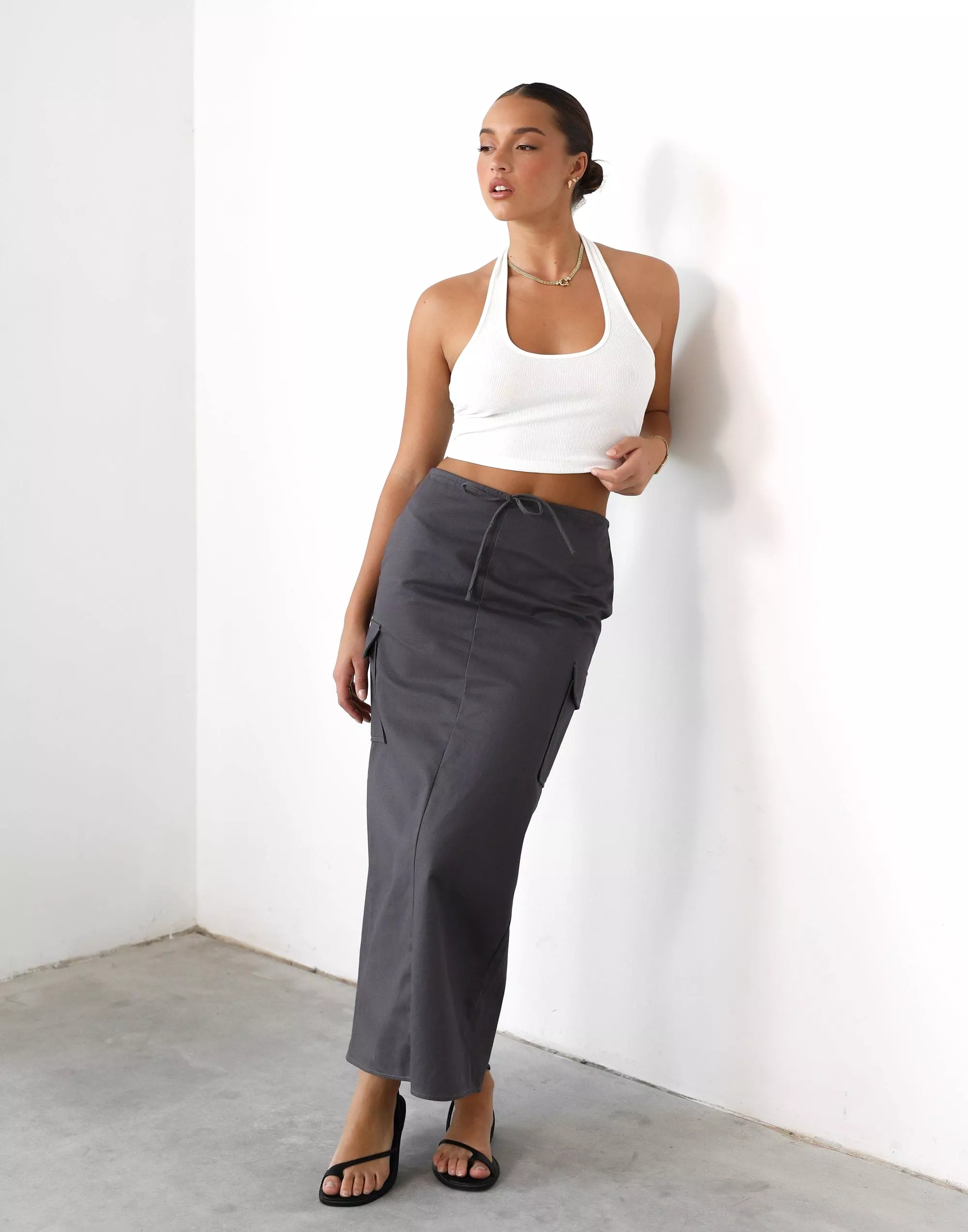 Maxi Skirt - Slate color.