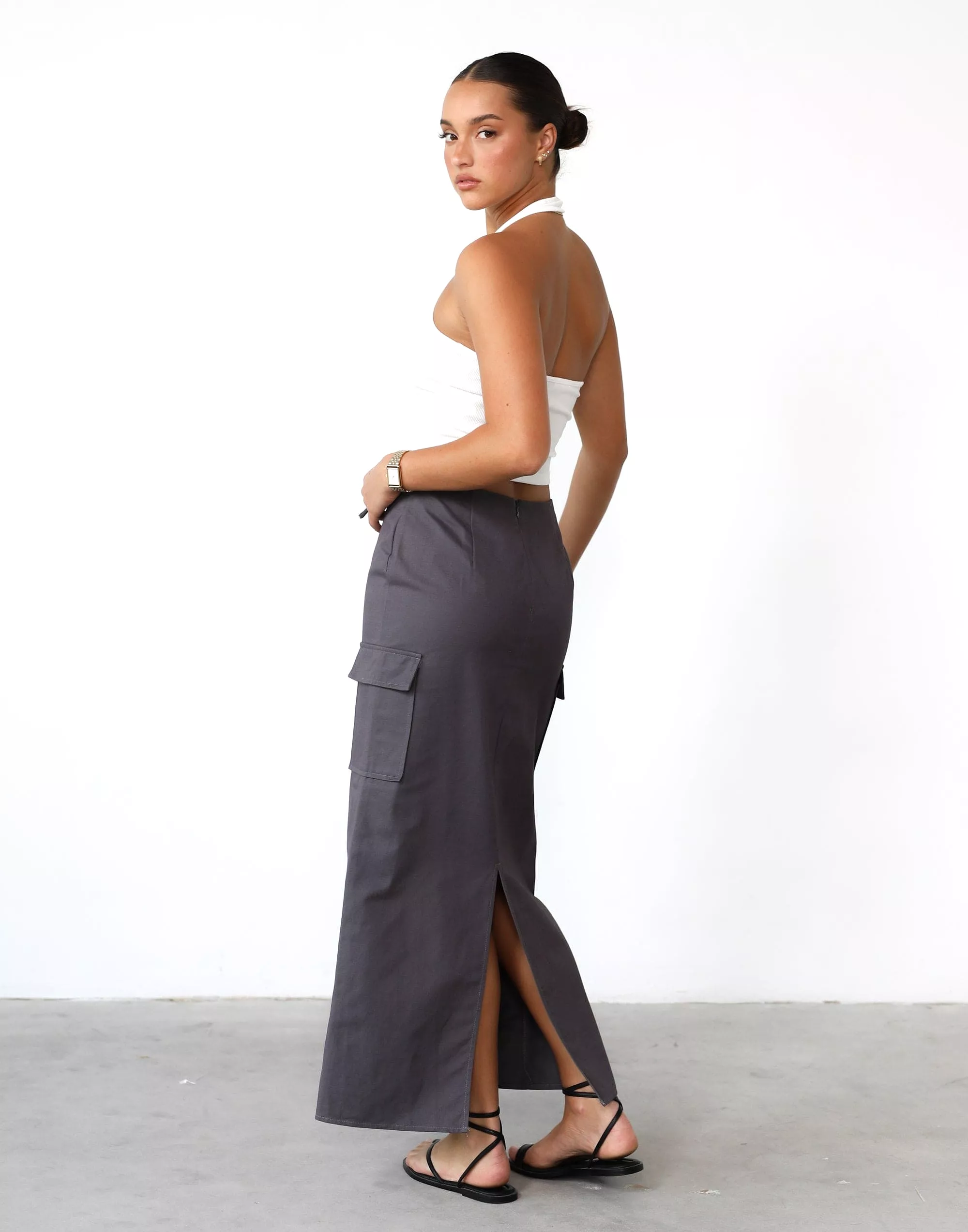 Maxi Skirt - Slate color.