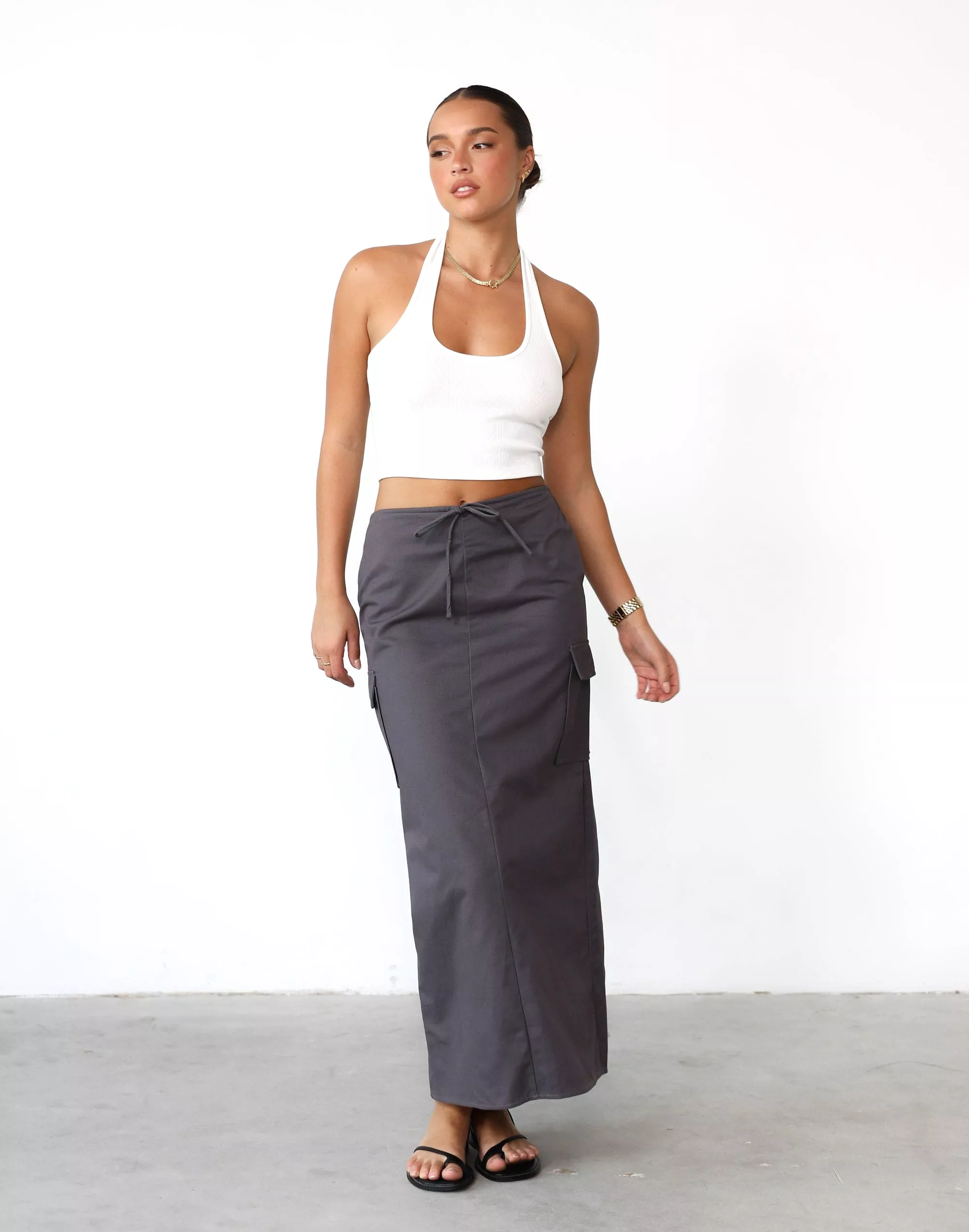 Maxi Skirt - Slate color.