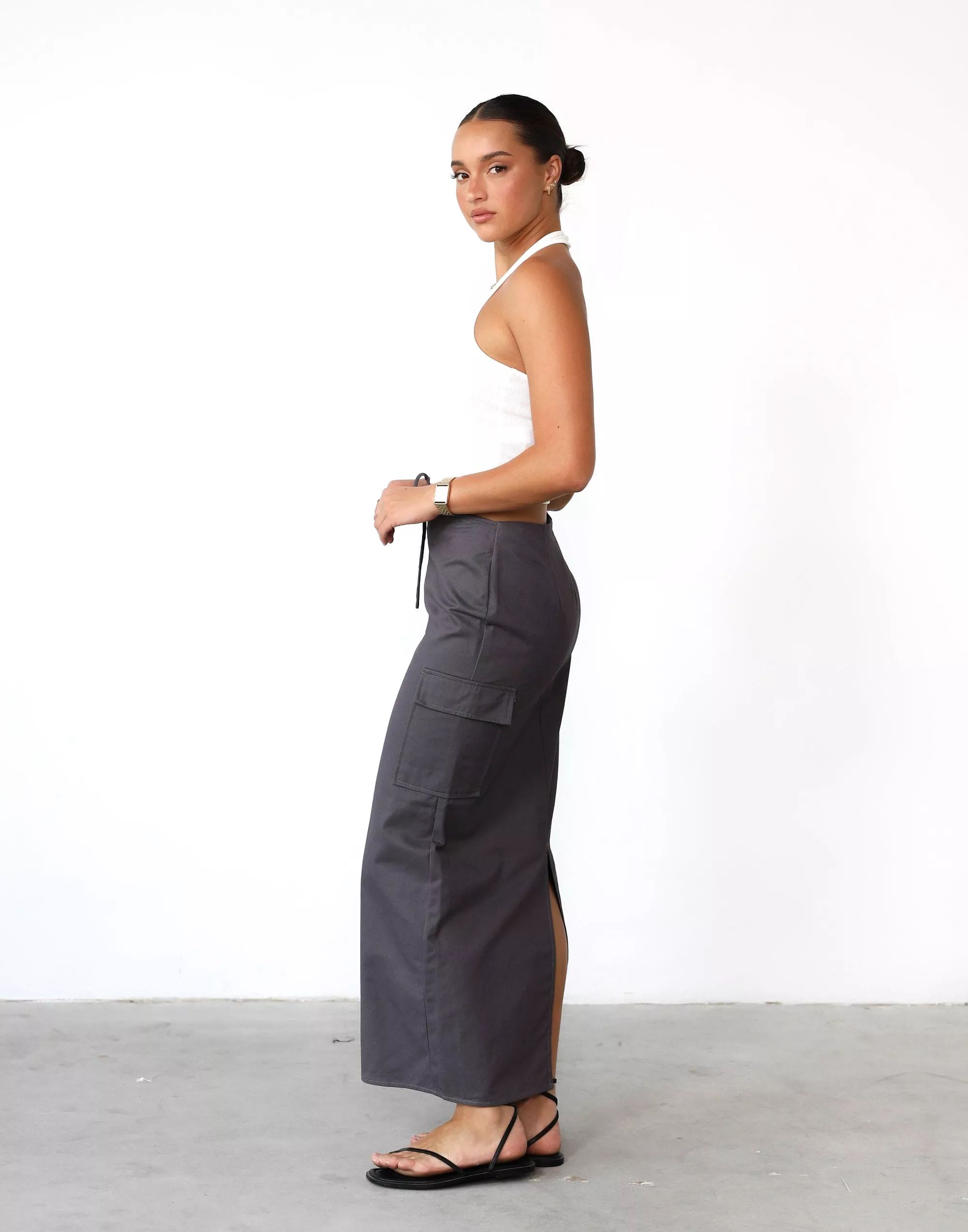 Maxi Skirt - Slate color.