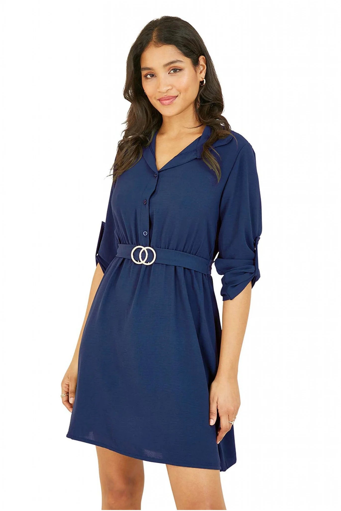 Mela London Belted Navy Shirt Dress