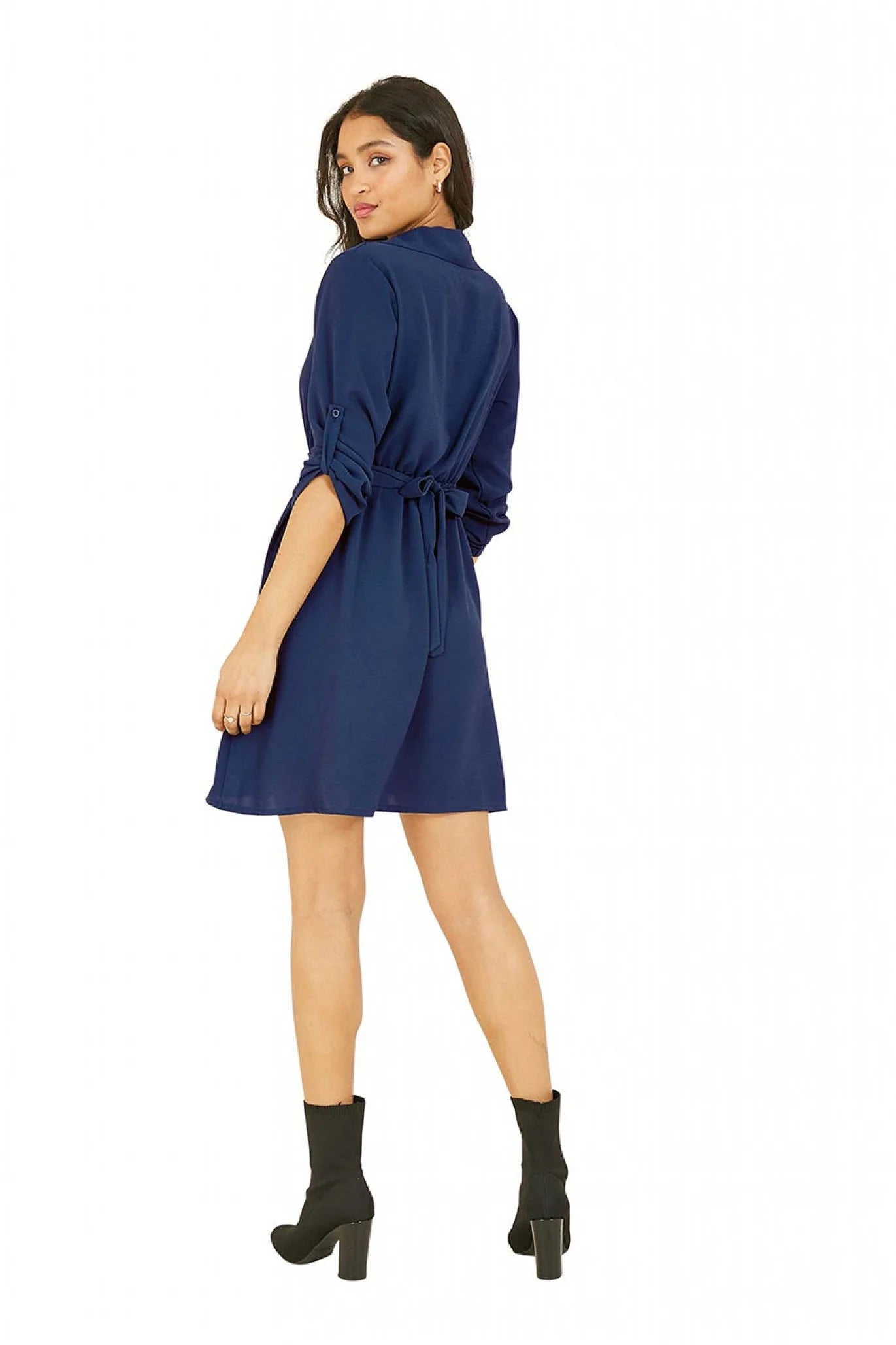 Mela London Belted Navy Shirt Dress