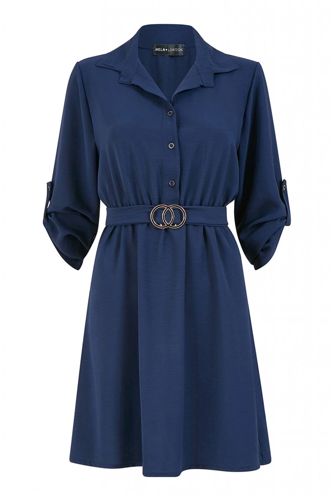 Mela London Belted Navy Shirt Dress