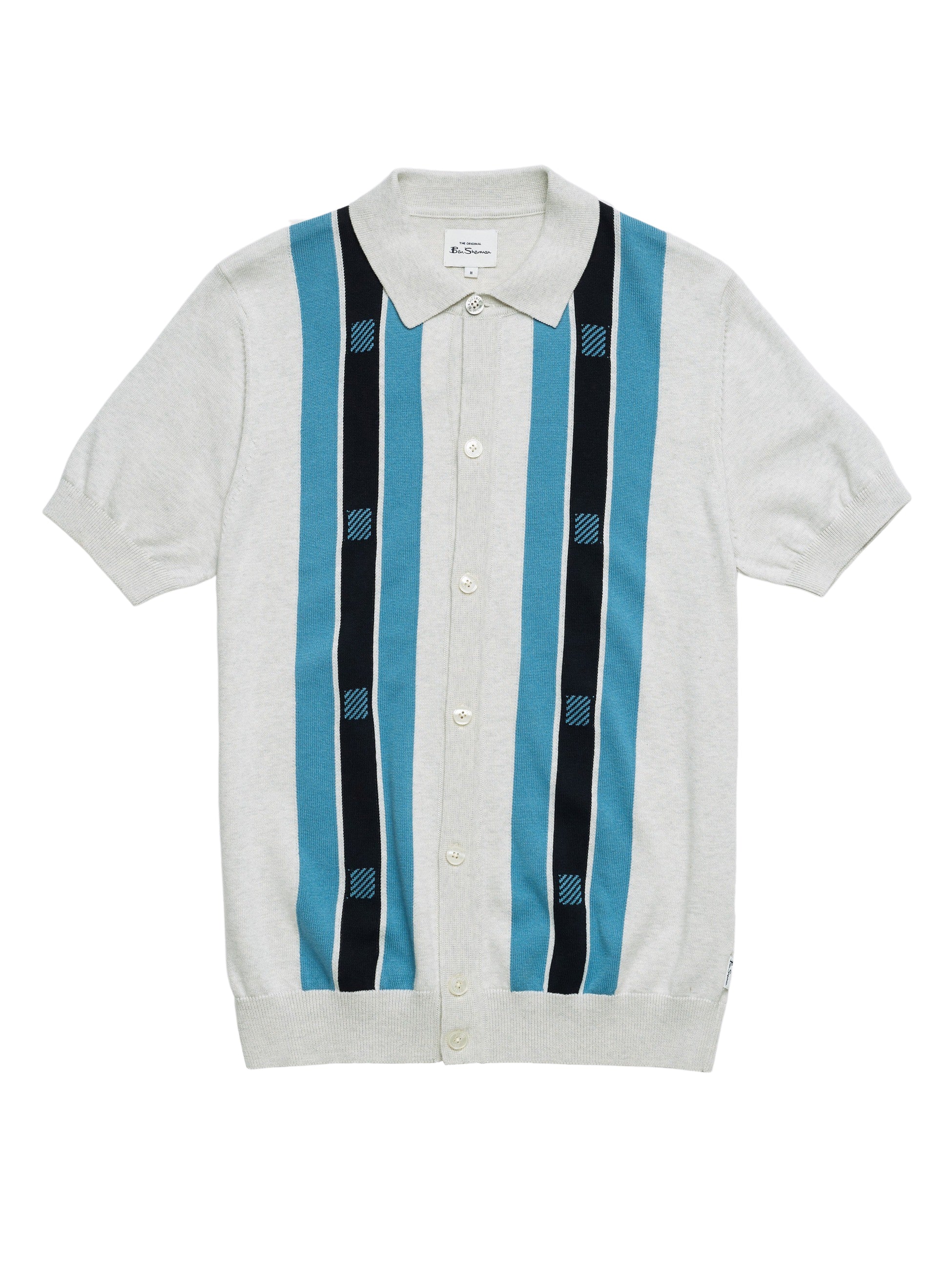 Mens Knitted Button Through Mod Polo Shirt by Ben Sherman - Short Sleeved