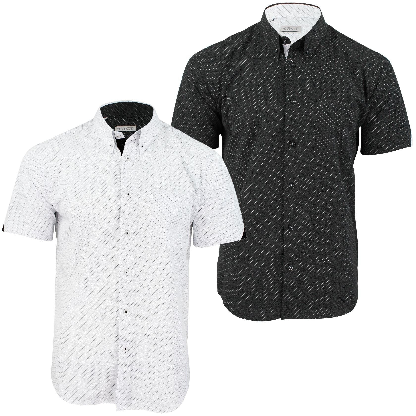 Mens Short Sleeve Shirt Xact Clothing Mini Polka Dot