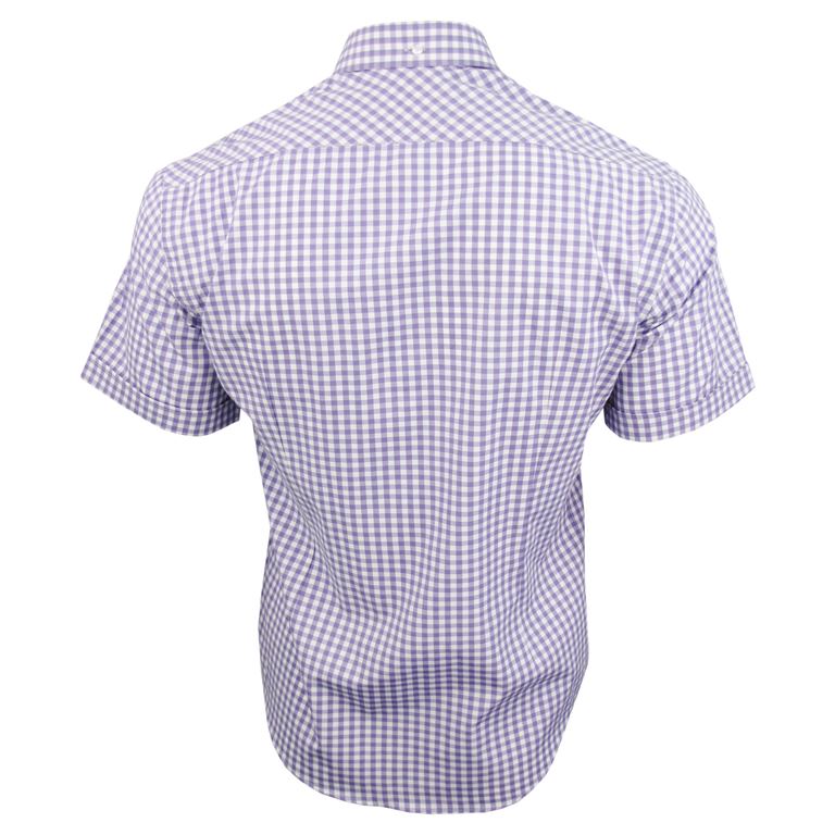 Mens Slim Fit Gingham Check Shirt - Button Down Collar - Xact