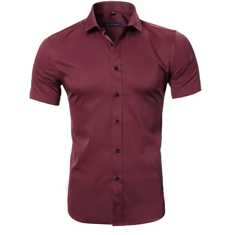 Men's Non-Iron Bamboo Fiber Casual Short Sleeve Shirt