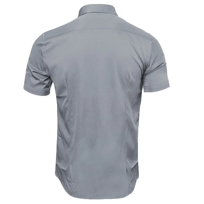 Men's Non-Iron Bamboo Fiber Casual Short Sleeve Shirt