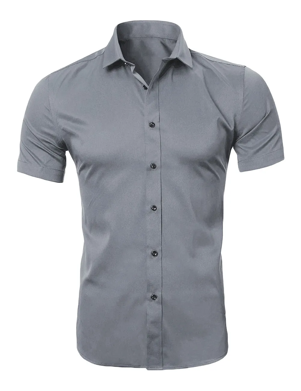 Men's Non-Iron Bamboo Fiber Casual Short Sleeve Shirt