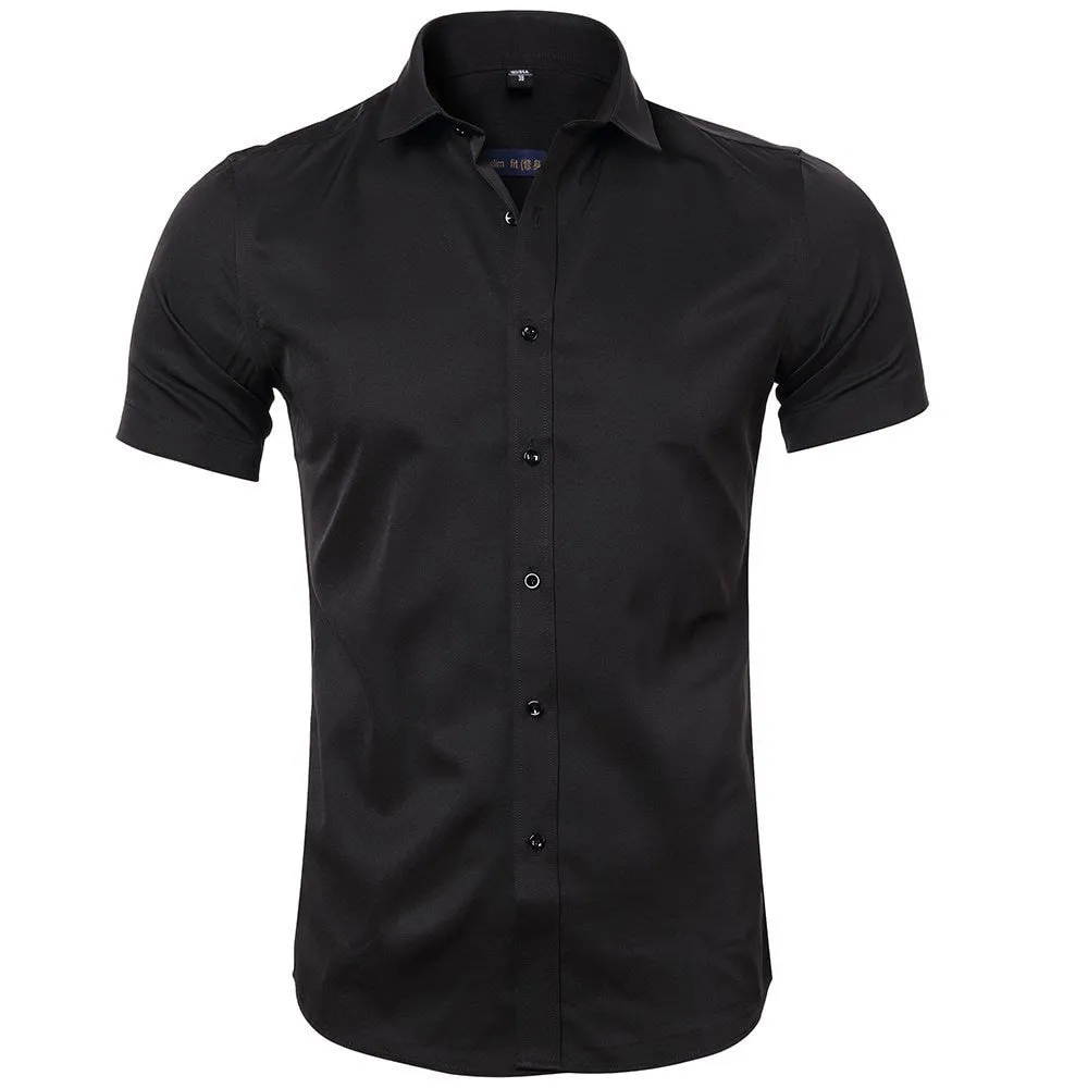 Men's Non-Iron Bamboo Fiber Casual Short Sleeve Shirt