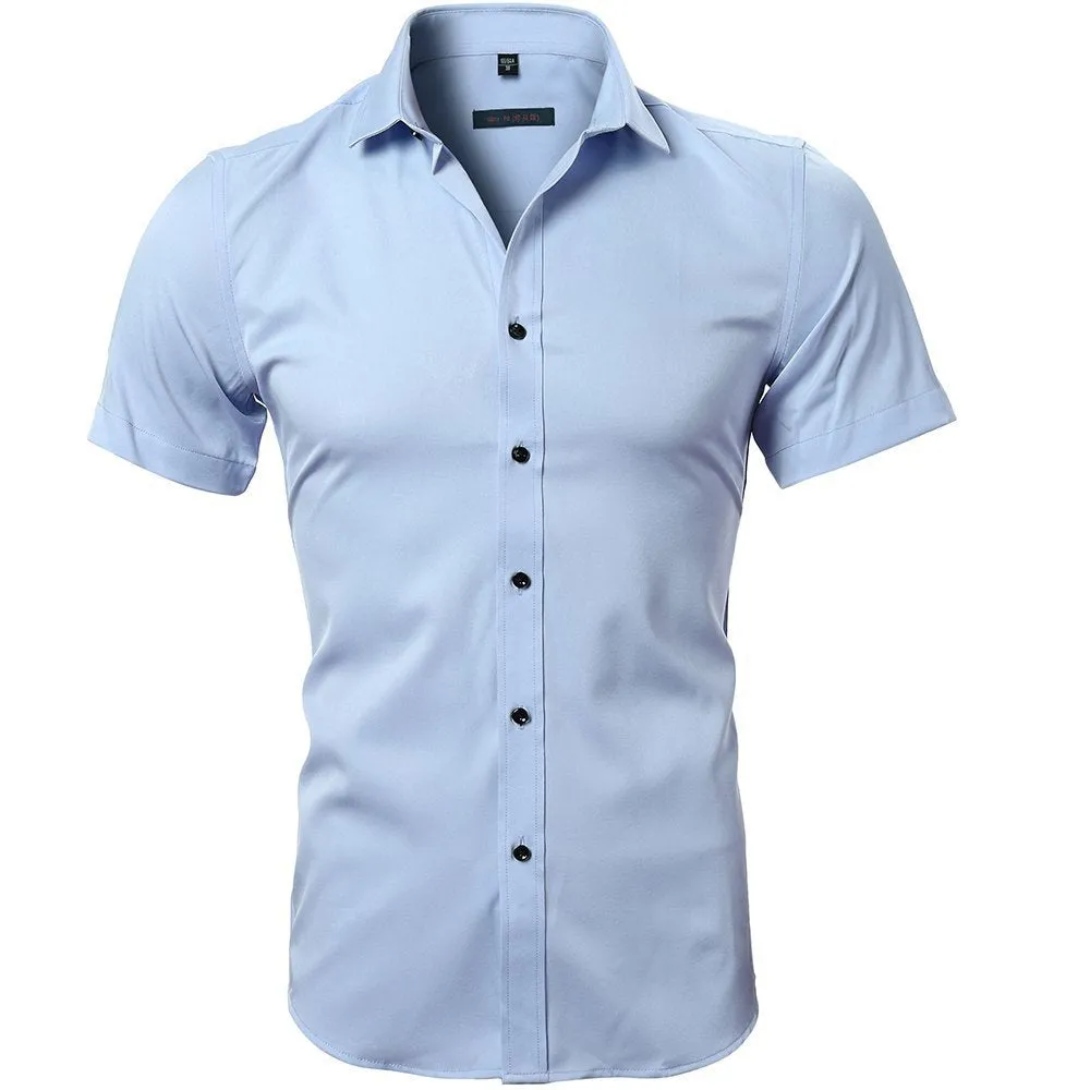 Men's Non-Iron Bamboo Fiber Casual Short Sleeve Shirt