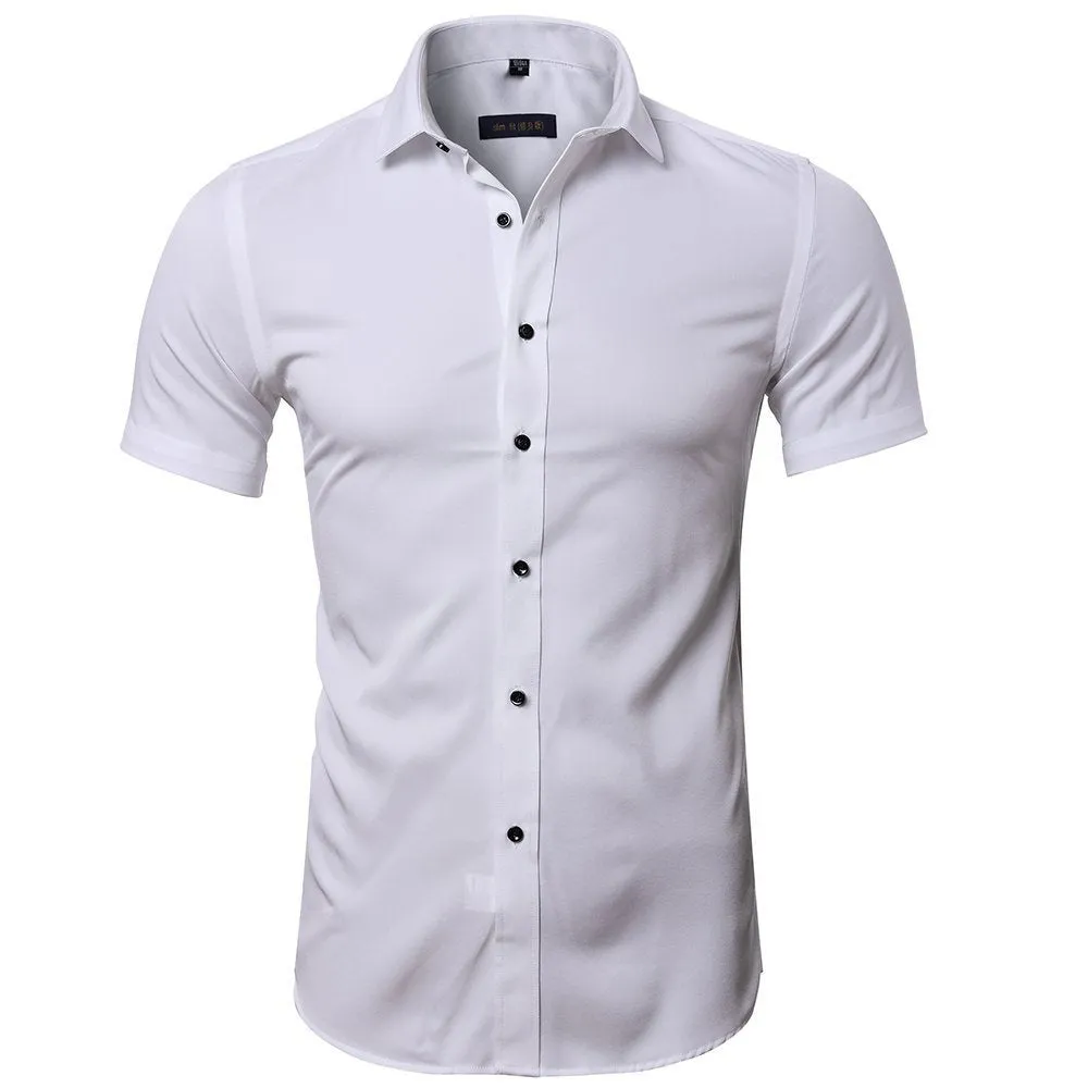 Men's Non-Iron Bamboo Fiber Casual Short Sleeve Shirt