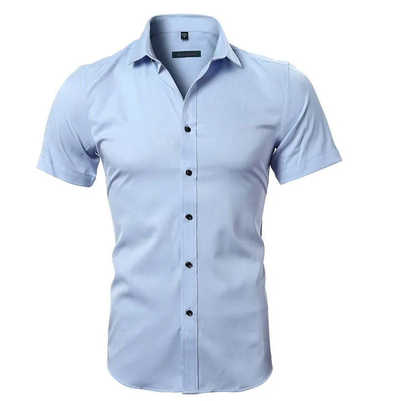 Men's Non-Iron Bamboo Fiber Casual Short Sleeve Shirt