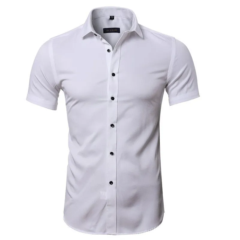 Men's Non-Iron Bamboo Fiber Casual Short Sleeve Shirt