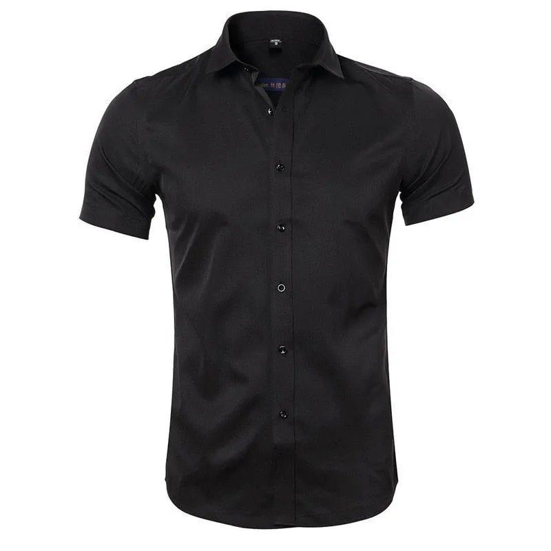 Men's Non-Iron Bamboo Fiber Casual Short Sleeve Shirt