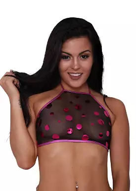 Metallic Polka Dot Sheer Mesh Bandeau Top - Sheer Clothing