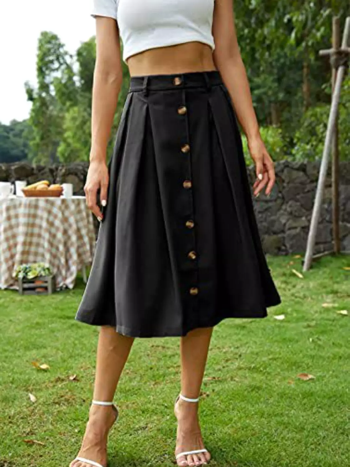 Midi Skirt with High Waist