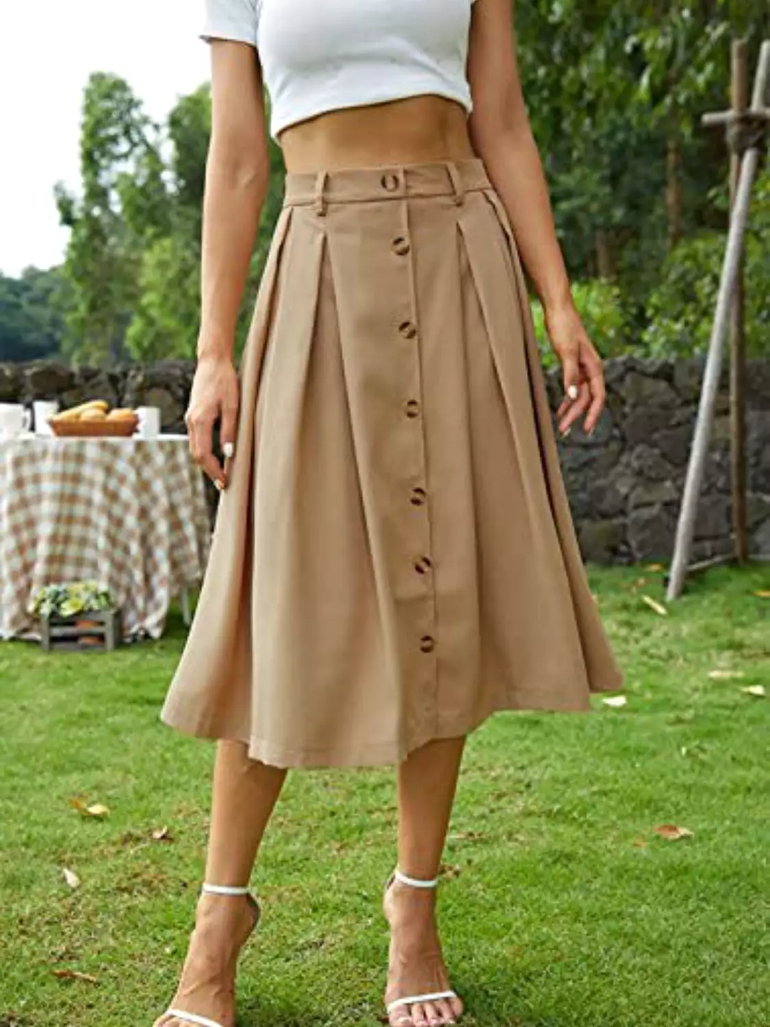 Midi Skirt with High Waist