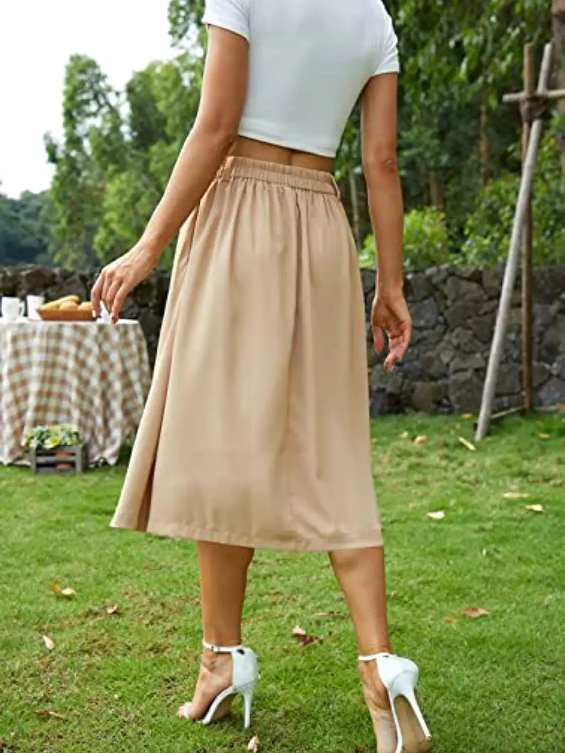 Midi Skirt with High Waist