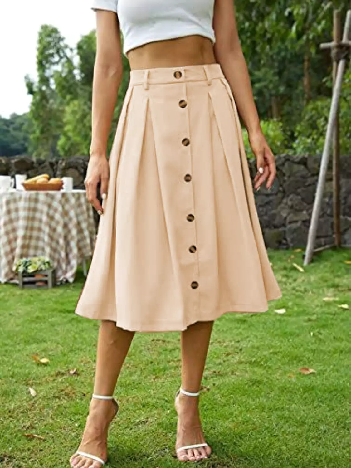 Midi Skirt with High Waist