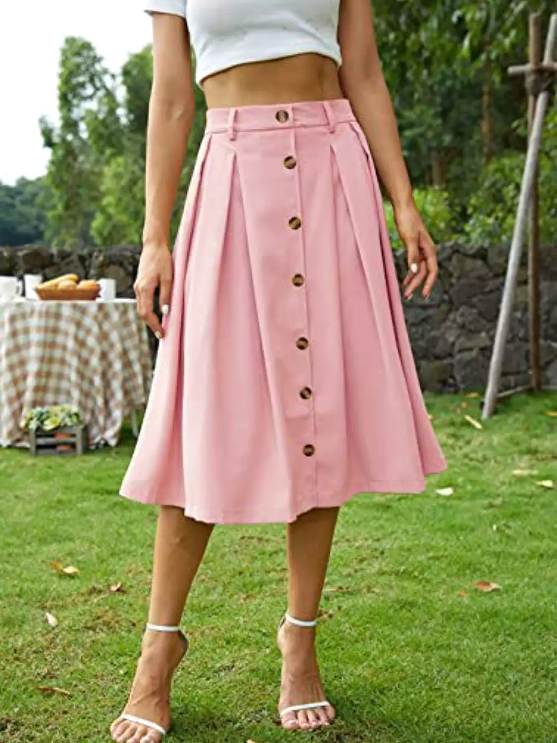 Midi Skirt with High Waist