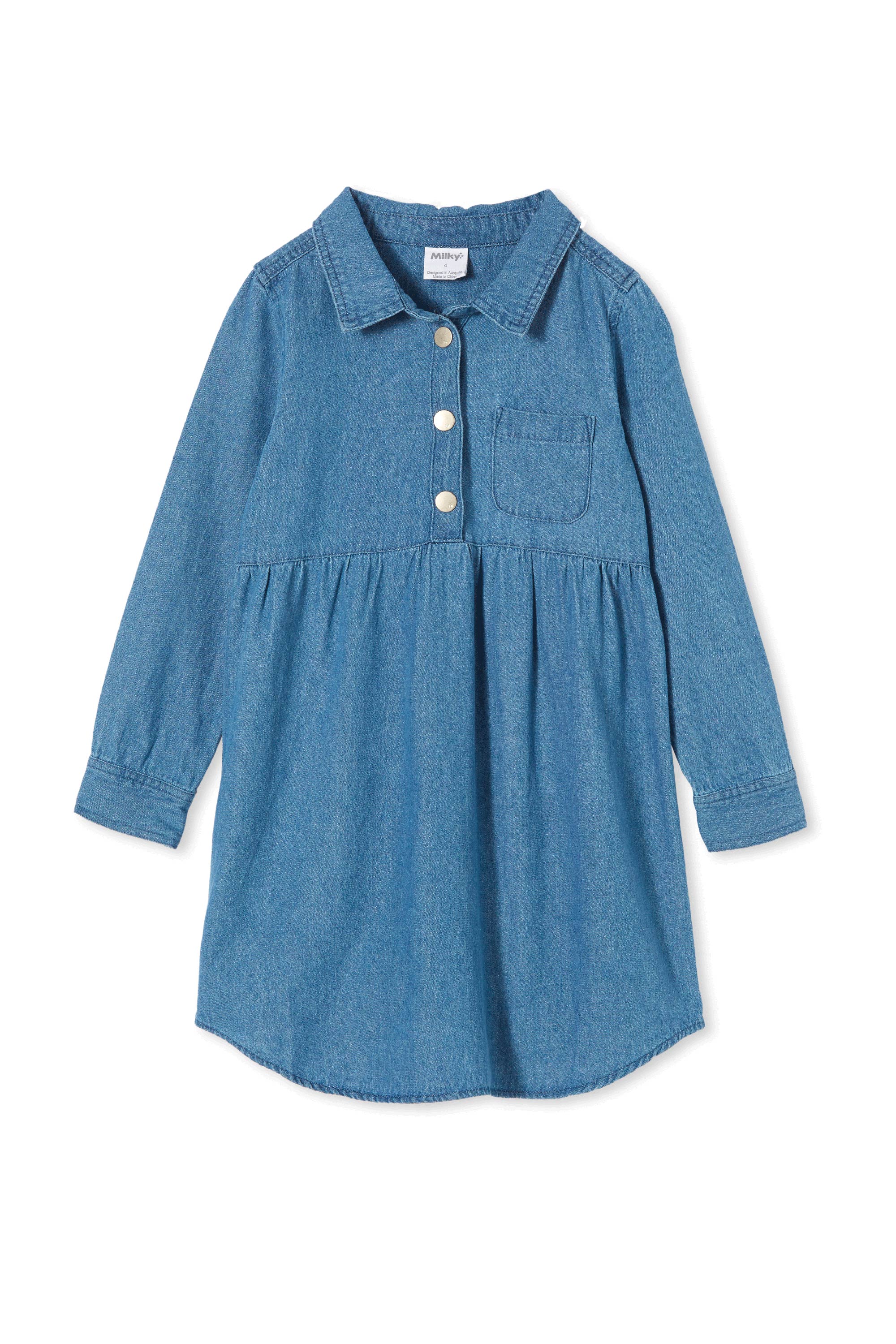 Milky denim shirt dress for women