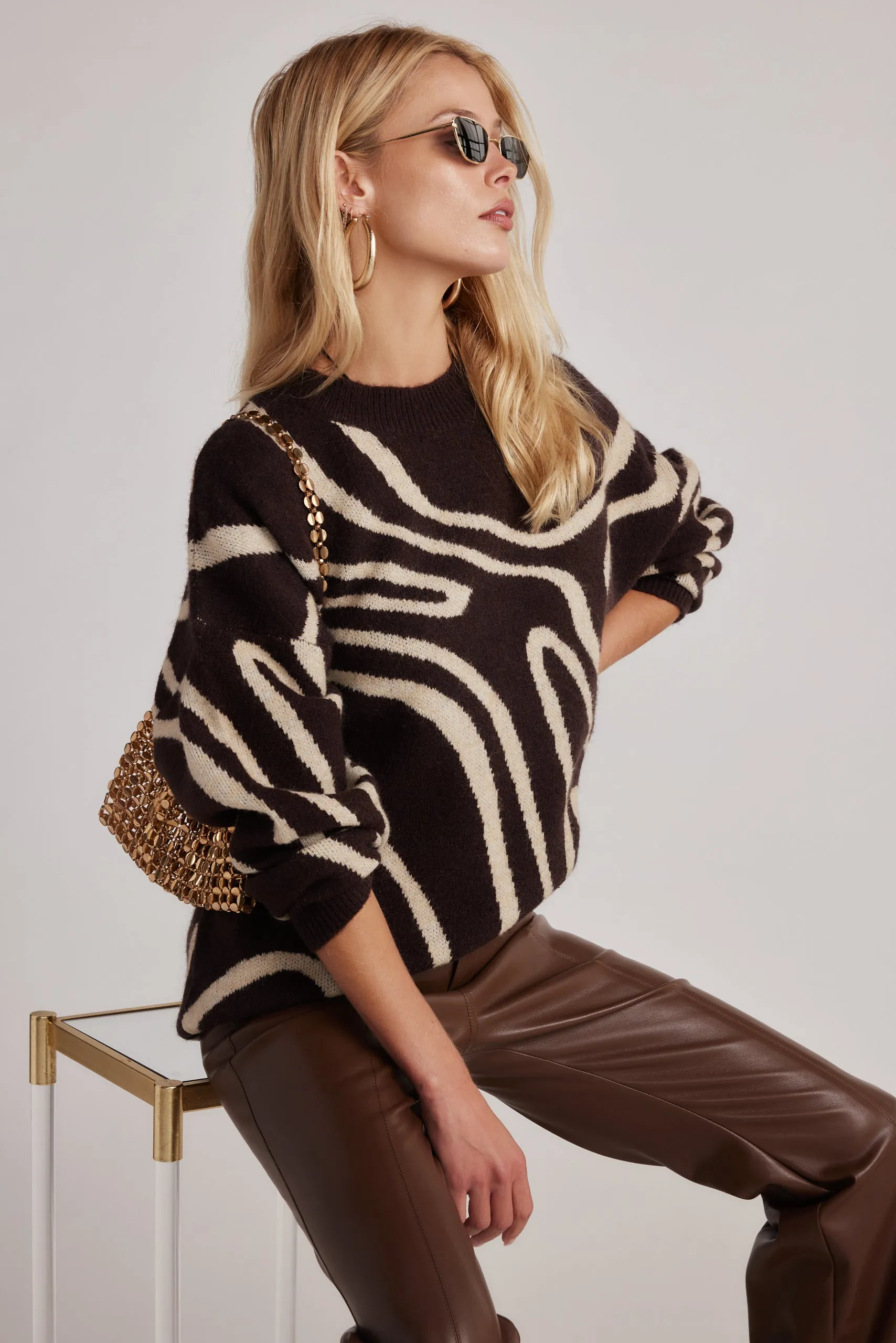 Brown Abstract Sweater by Montclair