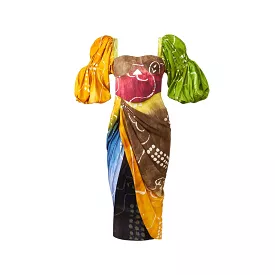 Nata Multicolour Draped Skirt and Top Set