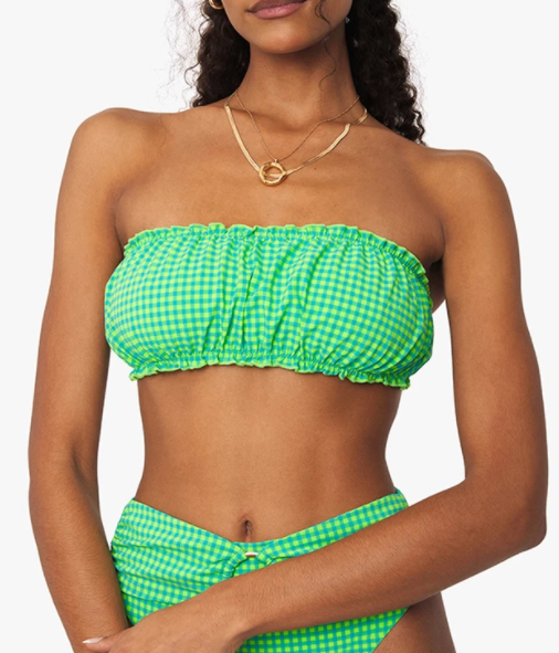 Neon Green Seersucker Bikini Top + Scrunchie Bandeau Style