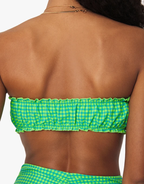 Neon Green Seersucker Bikini Top + Scrunchie Bandeau Style