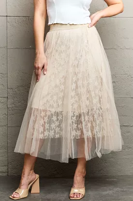 Ninexis Flowy Lace Midi Skirt