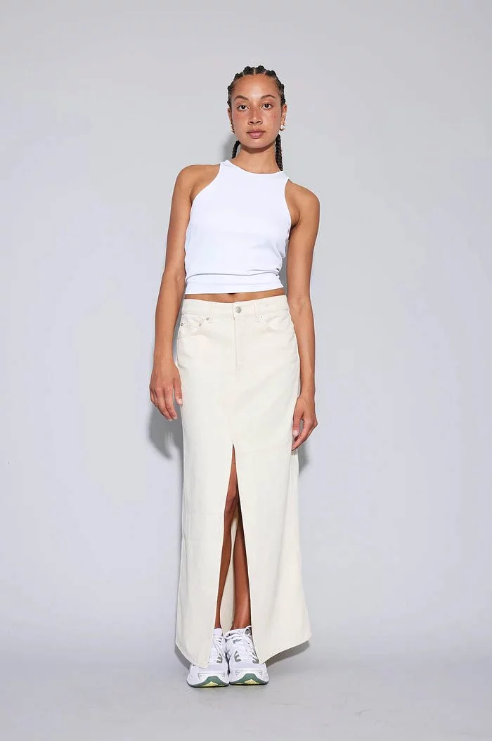 Off white maxi skirt with oval square pattern