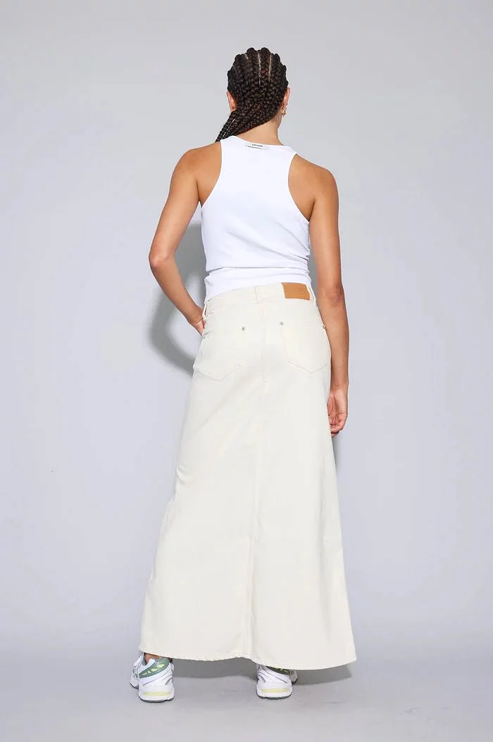 Off white maxi skirt with oval square pattern