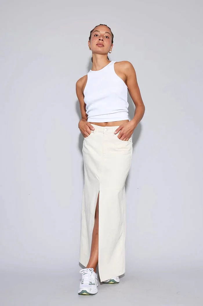 Off white maxi skirt with oval square pattern