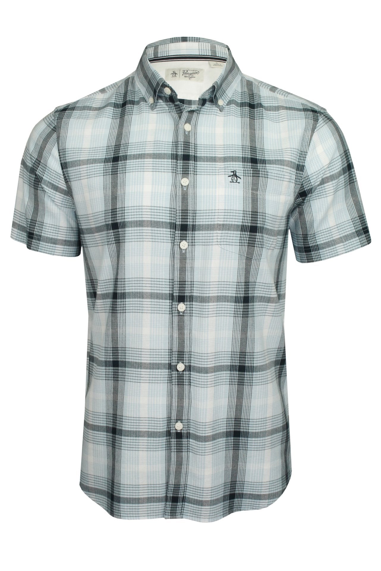 Original Penguin Men's Short Sleeve Tonal Plaid Check Shirt