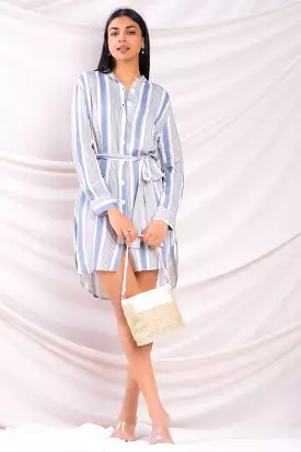 Oversized Linen Dress with Printed Design