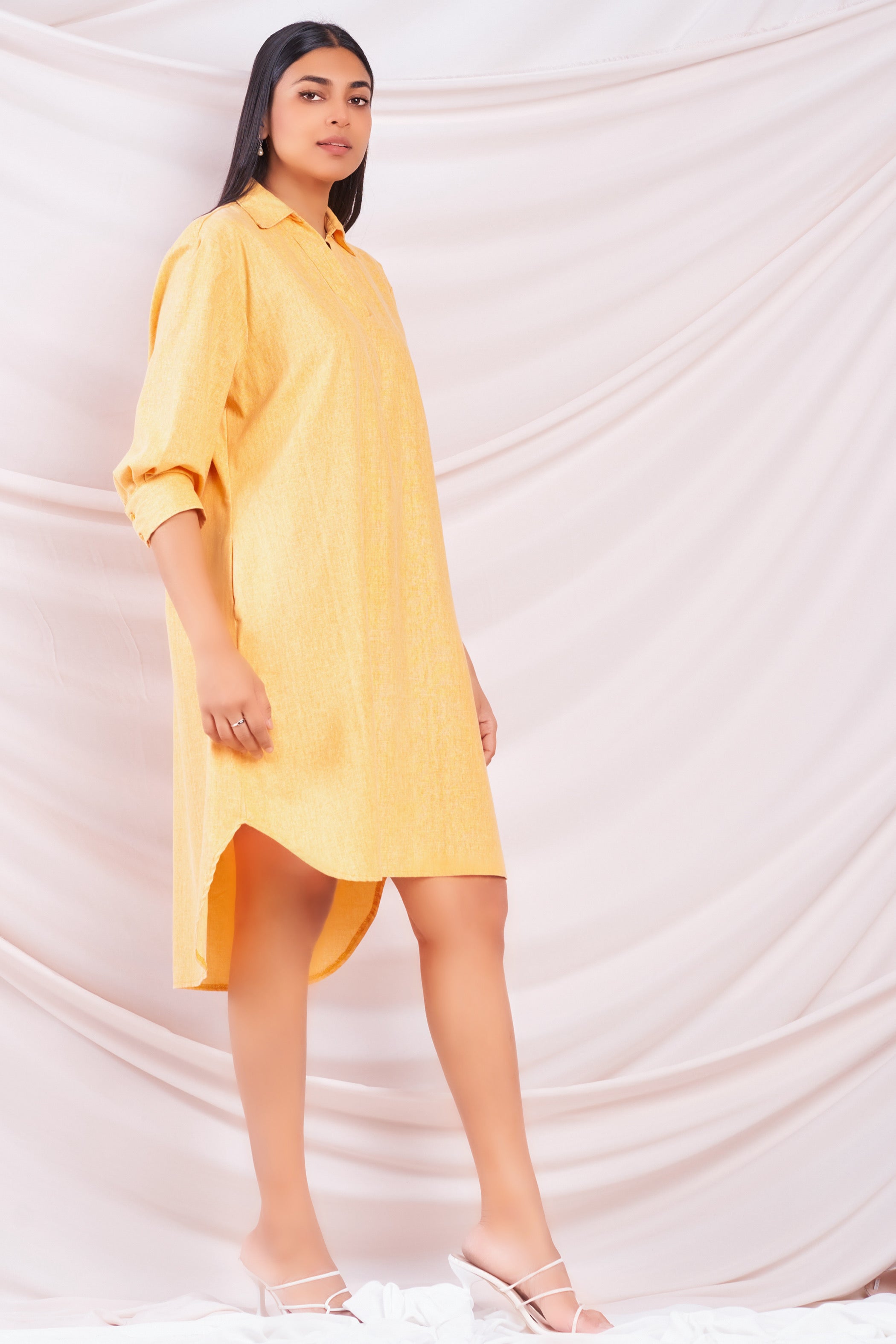 Oversized Linen High-Low Dress