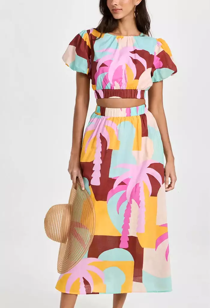 Palmera Skirt - Pastel Tropical by Ashley International.