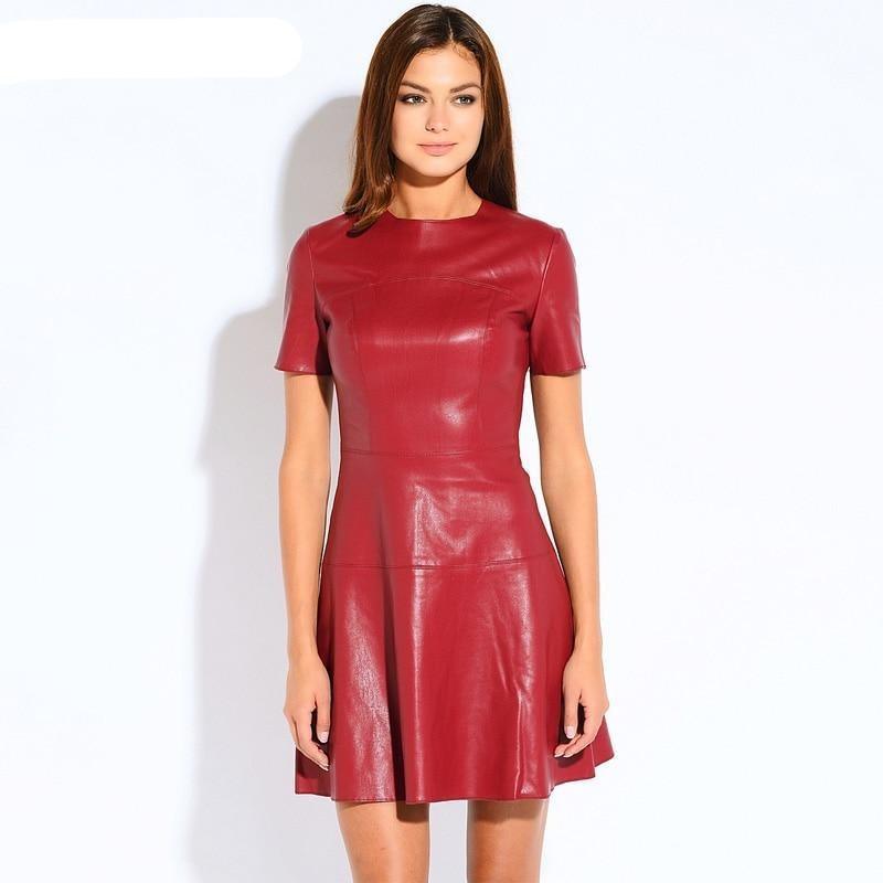 Paris Leather Dress- Short Sleeves: Shop now for the trendiest leather dress in Paris with short sleeves. Perfect for any occasi