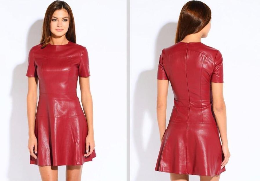 Paris Leather Dress- Short Sleeves: Shop now for the trendiest leather dress in Paris with short sleeves. Perfect for any occasi