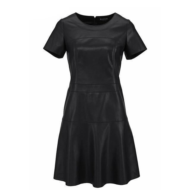 Paris Leather Dress- Short Sleeves: Shop now for the trendiest leather dress in Paris with short sleeves. Perfect for any occasi