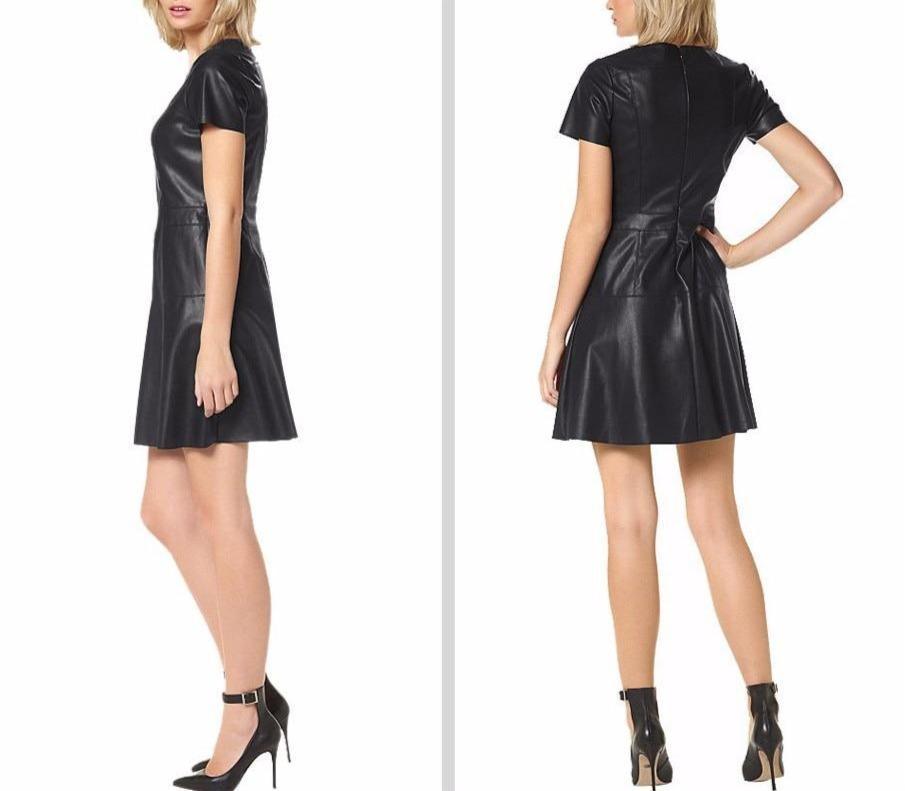 Paris Leather Dress- Short Sleeves: Shop now for the trendiest leather dress in Paris with short sleeves. Perfect for any occasi