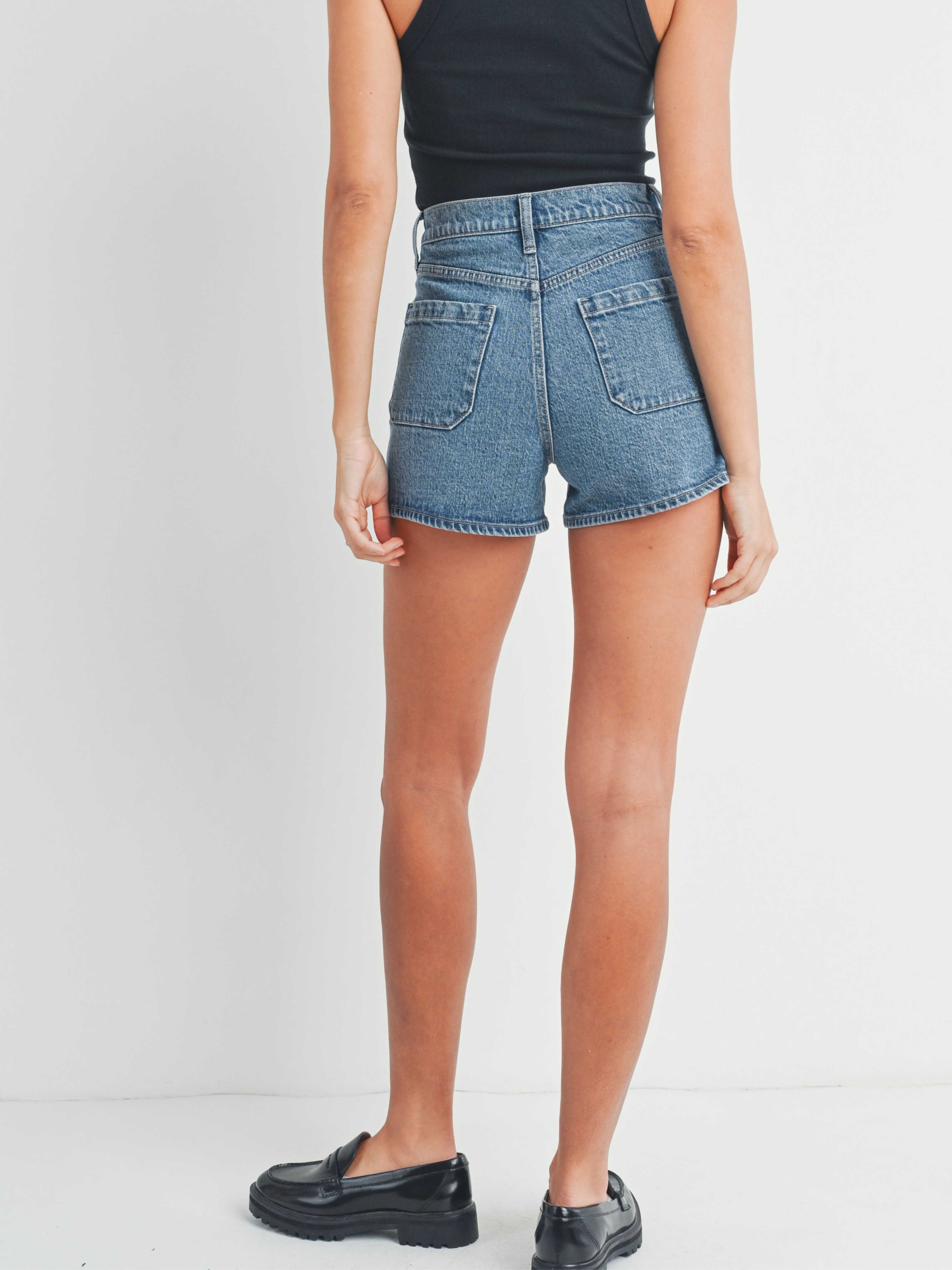 Patch Pocket Shorts - Medium Wash Denim