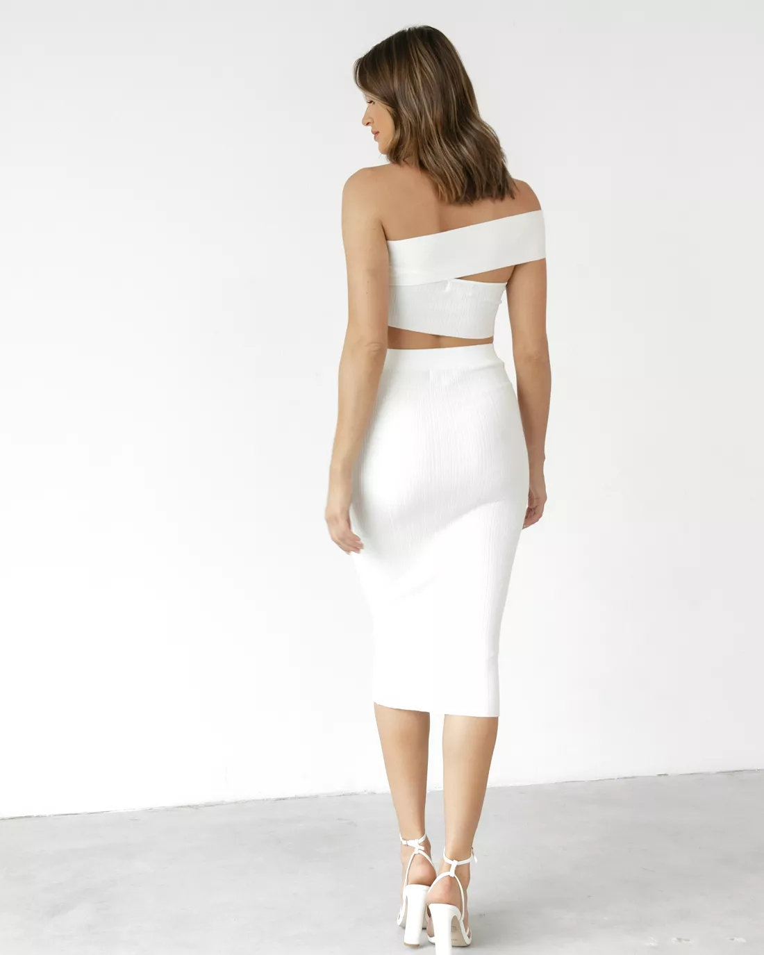 Paterson White Midi Skirt