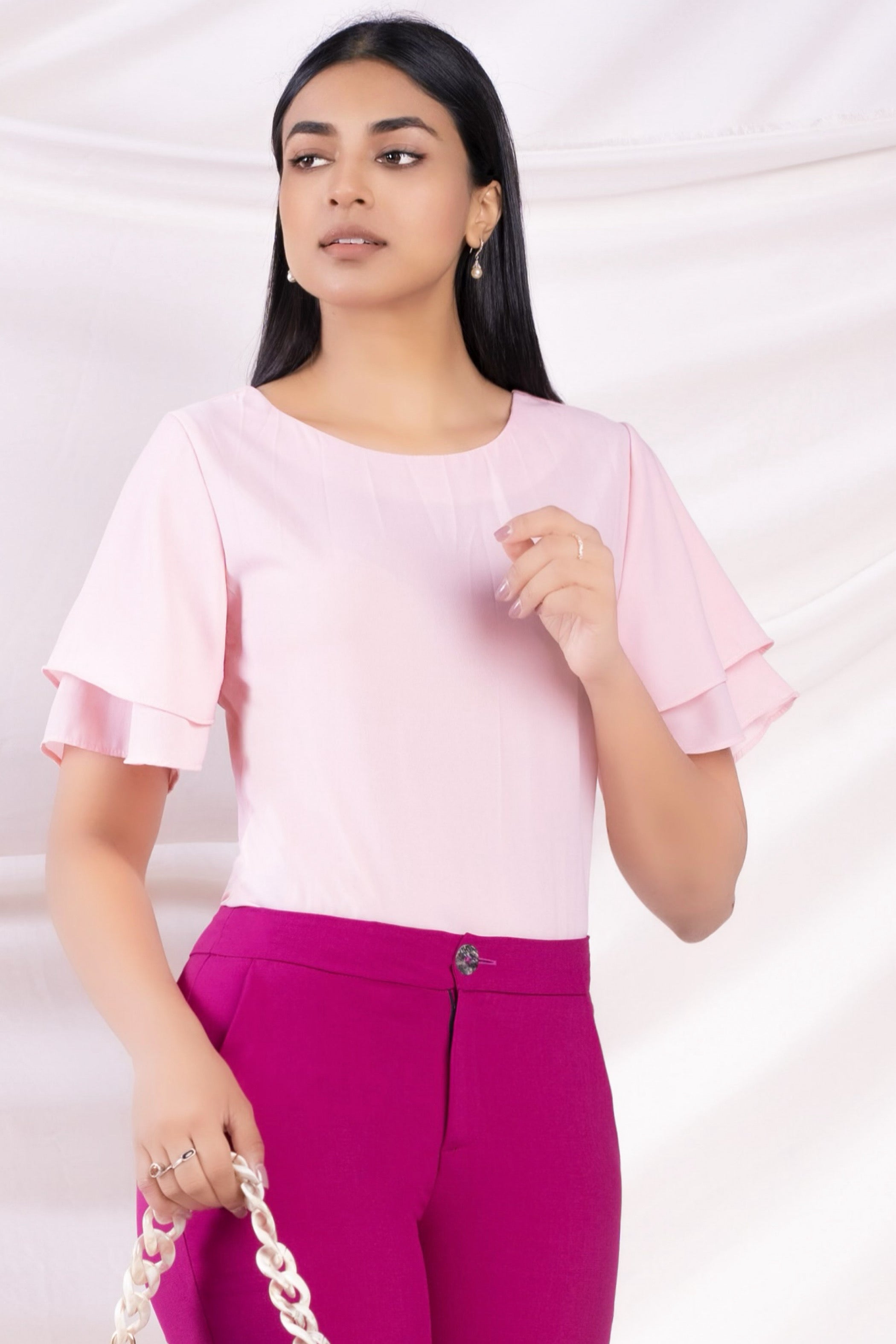 Pink Back Detail Blouse