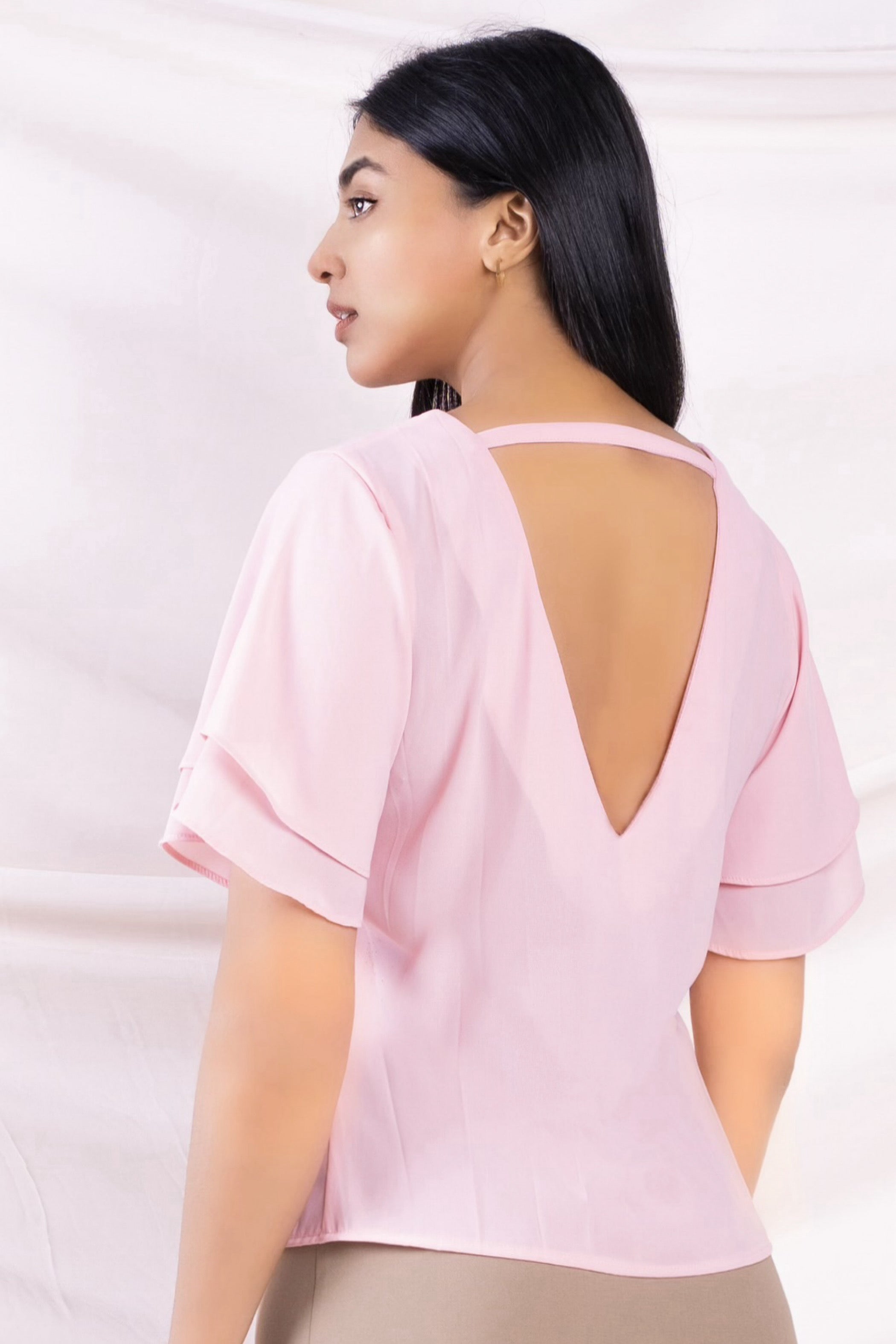 Pink Back Detail Blouse