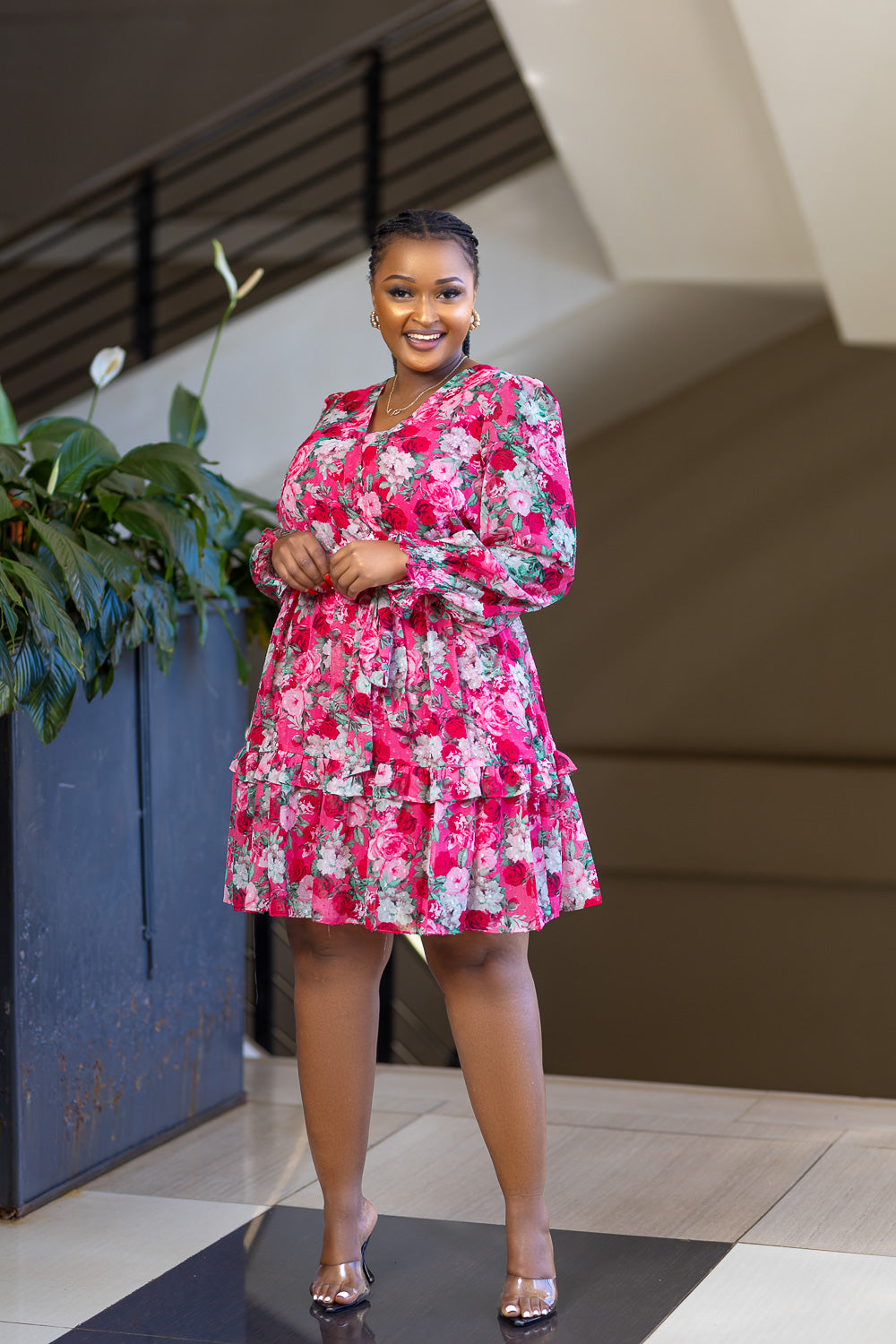 Pink ivory floral sundress