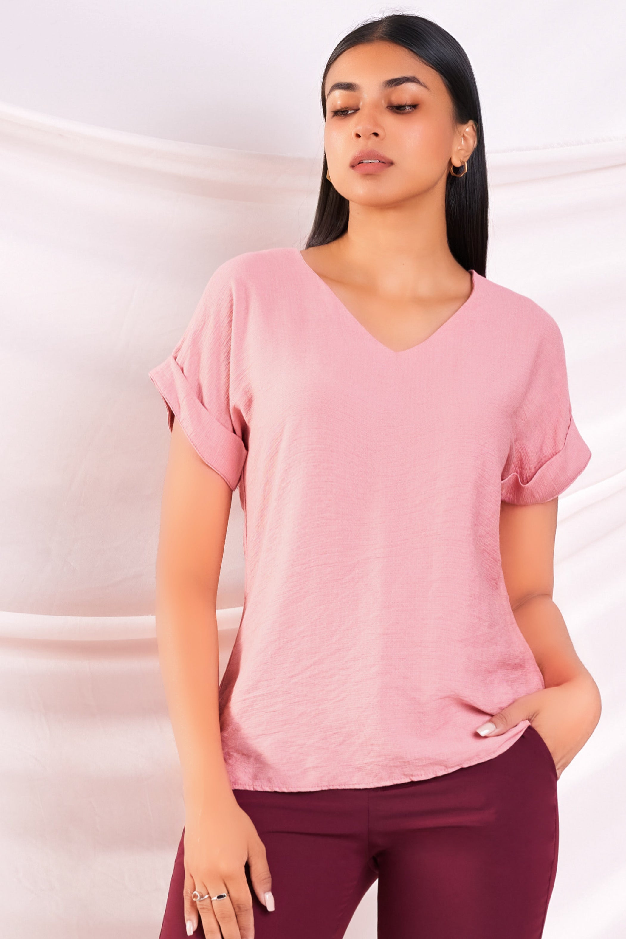 Pink Women's Drop Sleeve Top.