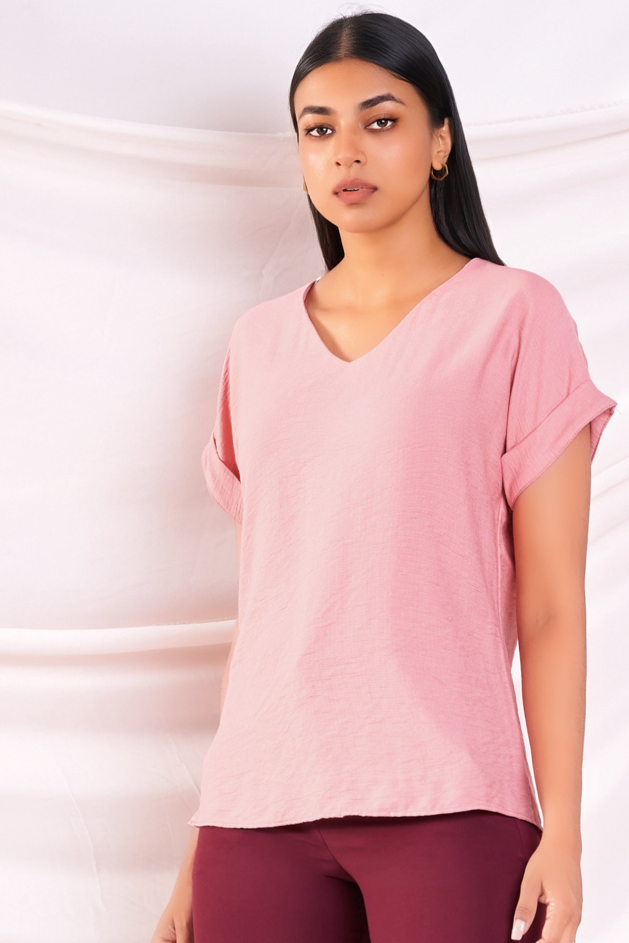 Pink Women's Drop Sleeve Top.