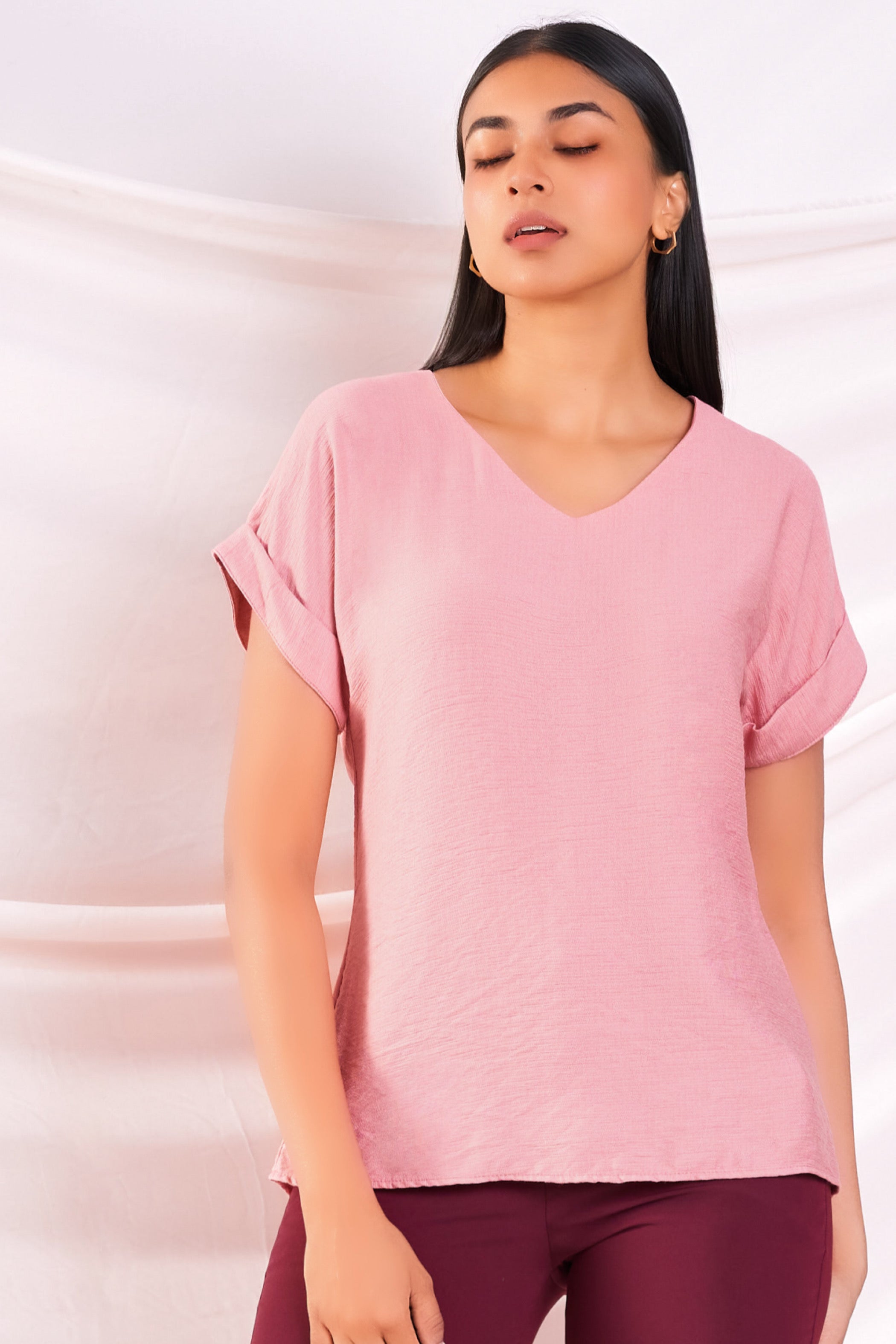 Pink Women's Drop Sleeve Top.